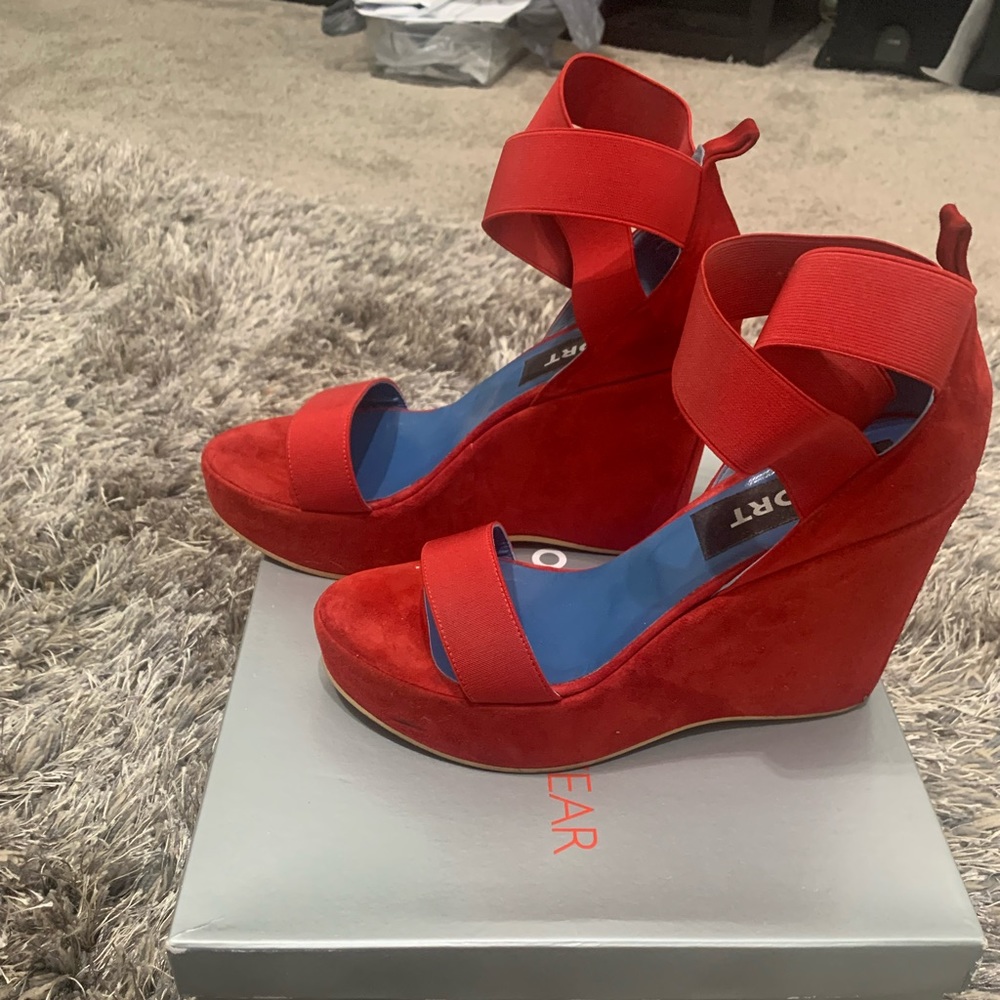 Red Suede Wedges - Picture 3 of 3